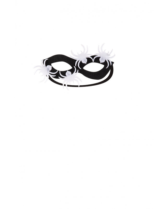 Half-face mask in black fabric w/white spiders. Original