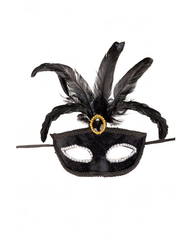 Venetian half-face mask in plastic, covered with black velvet.