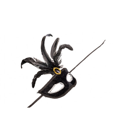 Venetian half-face mask in plastic, covered with black velvet.