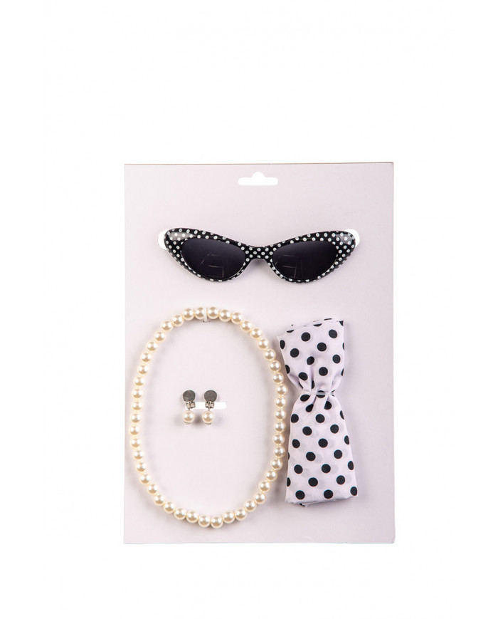 Set composto da occhiali con lenti scure e foulard in colore