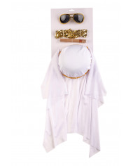 Set consisting of glasses with dark lenses, headgear, necklace