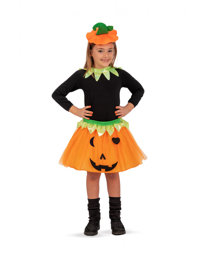 Set consisting of skirt, headband and pumpkin collar. Girl's