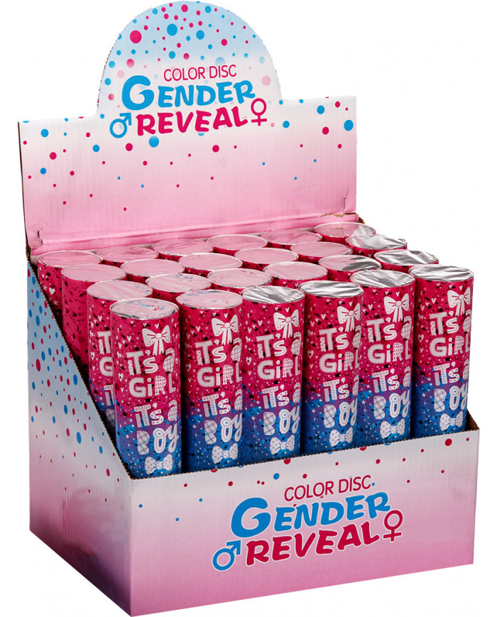Gender-revealing air-compressed cannon shoots blue confetti