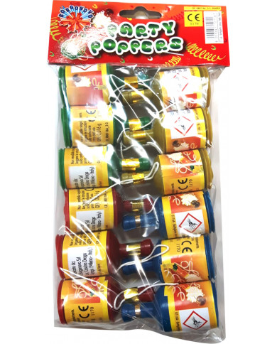 Confezione di 12 bottigliette spara stelle filanti con diametro