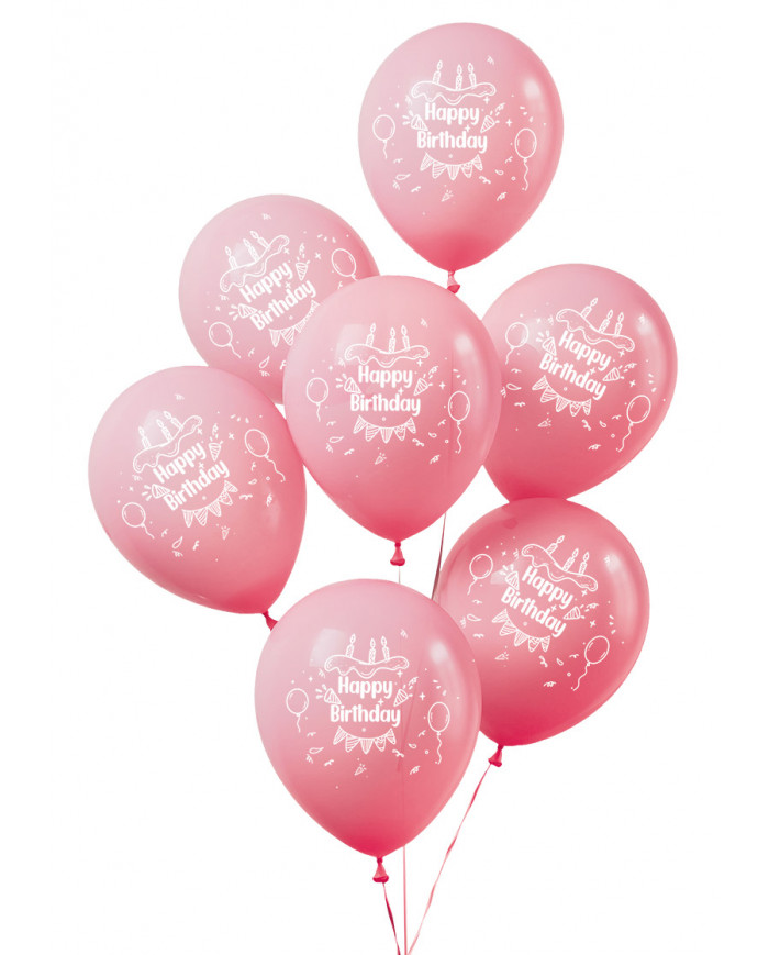 Package containing 20 pink balloons, 26cm in diameter, with the