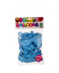 Package containing 20 blue balloons, 26cm in diameter.