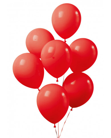 Pack containing 20 red balloons, 26cm in diameter. Decoration