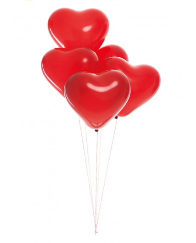 Confezione contenente 10 palloncini a forma di cuore rosso con