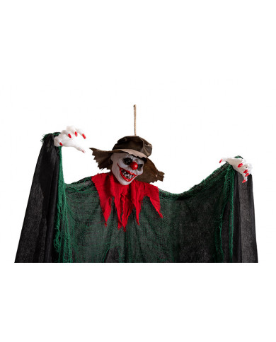 Clown con cappello, tunica e occhi luminosi. Decorazione