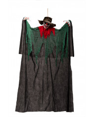 Clown with hat, tunic and bright eyes. Terrifying decoration to