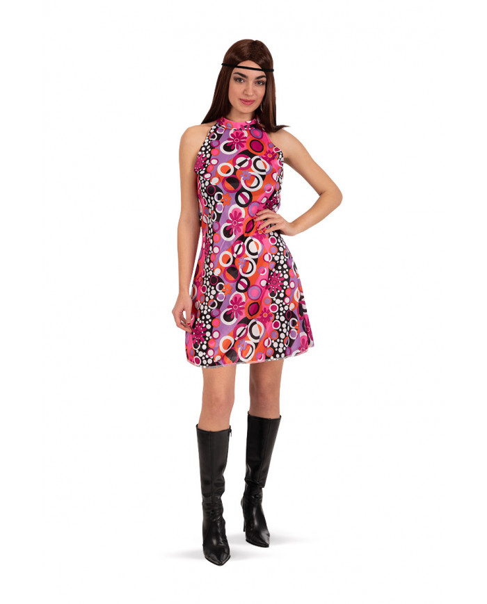 Peace & Love costume for woman, consisting of sleeveless dress.