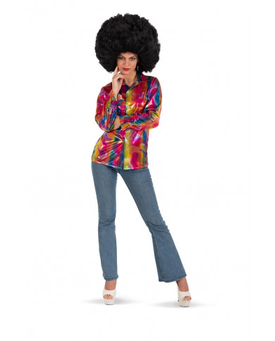 Camicia Disco dance colors donna in taglia unica che veste S-M.