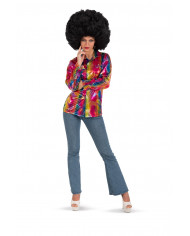 Camicia Disco dance colors donna in taglia unica che veste S-M.