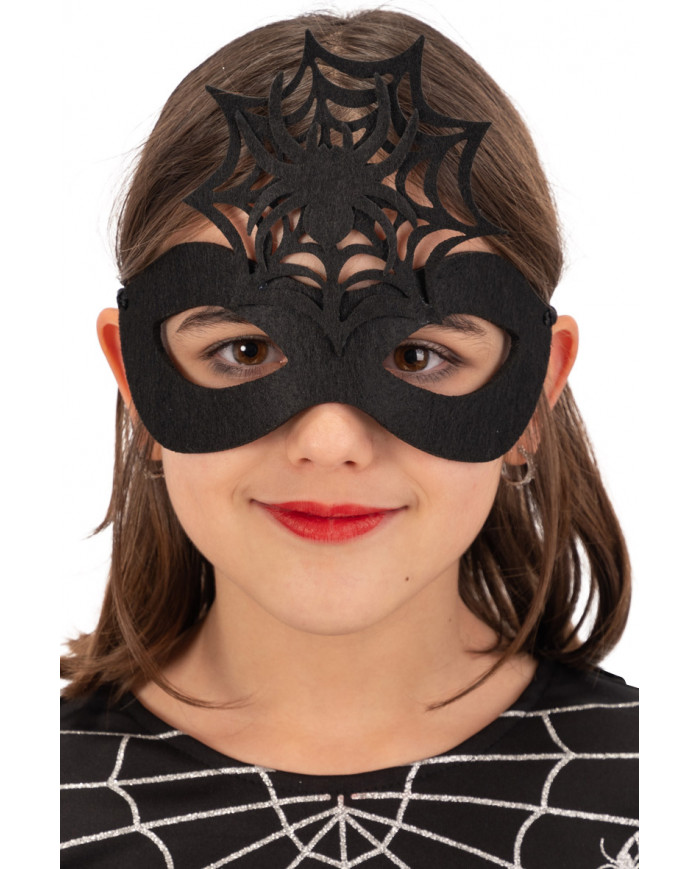 Half-face mask in black fabric w/spiderweb ontop. Original