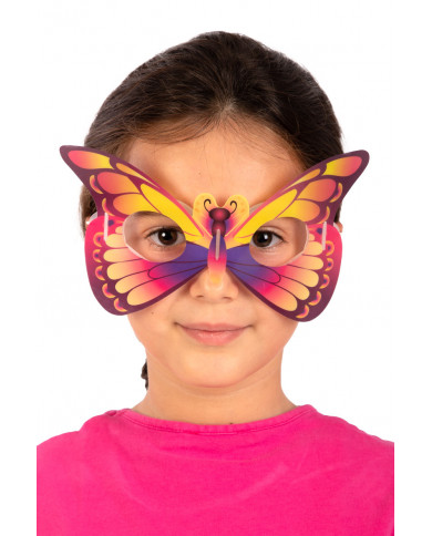 Half-face mask in the shape of a phosphorescent butterfly in