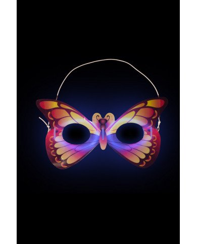 Half-face mask in the shape of a phosphorescent butterfly in