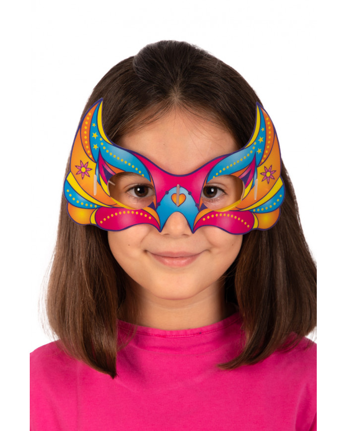 Half-face mask in the shape of a phosphorescent cat in assorted