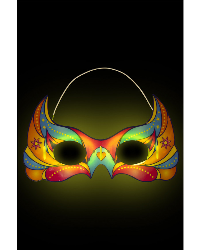 Half-face mask in the shape of a phosphorescent cat in assorted