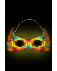 Half-face mask in the shape of a phosphorescent cat in assorted