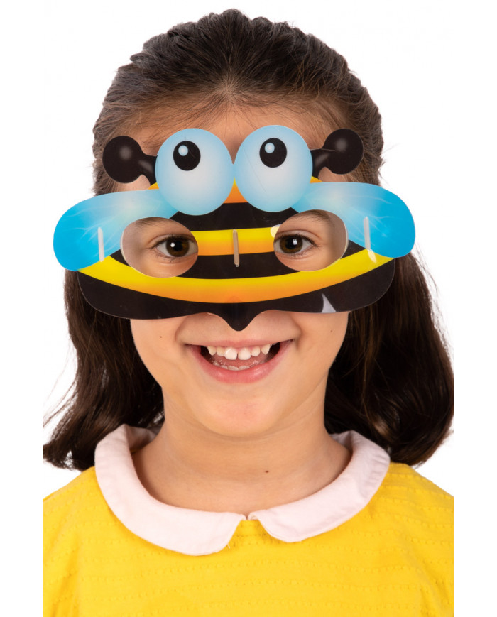 Maschera mezzo viso a forma di ape fosforescente in colori