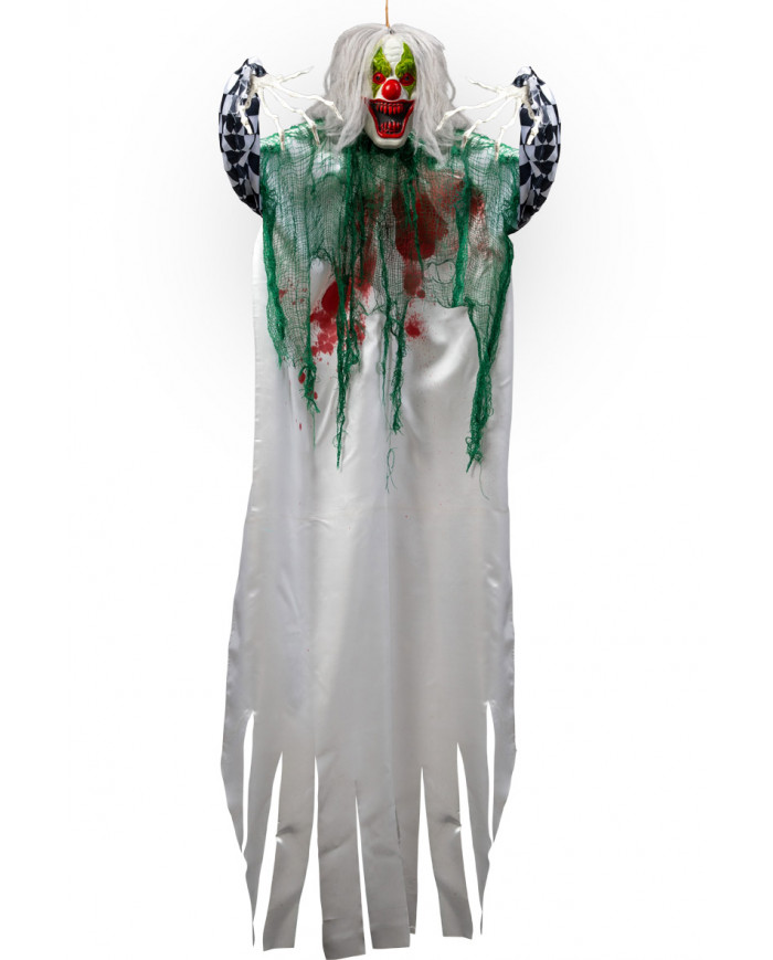 Clown with hair and satin dress. Terrifying decoration to hang