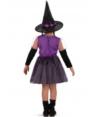 Little purple witch costume for girl consisting of a dress and