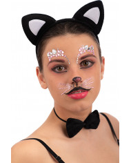 Cartella decorazioni adesive viso crystal gattina in busta su cartoncino