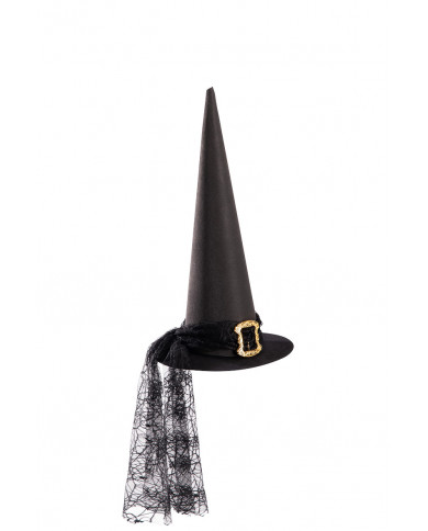 Flocked witch hat with hangtag/label