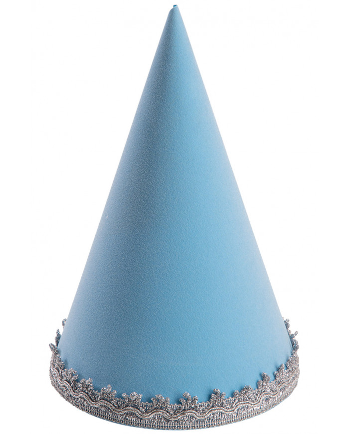 Sombrero de hada azul de ante con etiqueta colgante/etiqueta