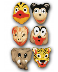 Assortimento di maschere animale in plastica: maiale, anatra