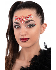 Cartella decorazioni adesive viso crystal rosse in busta su cartoncino