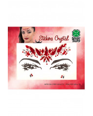 Cartella decorazioni adesive viso crystal rosse in busta su cartoncino