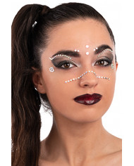 Cartella decorazioni adesive viso crystal perle in busta su cartoncino