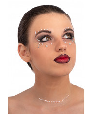 Cartella decorazioni adesive viso crystal perle in busta su cartoncino