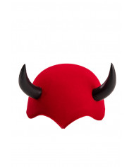 Flocked devil hat with hangtag/label