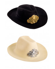 Flocked medium sheriff hat (size 54), assorted colours, with hangtag/label