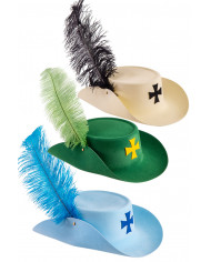 Flocked hat w/hostrich feather (size 58), assorted colours with hangtag/label