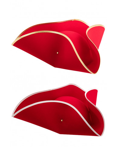 Flocked red tricorn hat (tg.58), assorted models, with hangtag/label