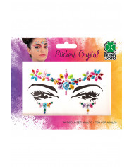 Cartella decorazioni adesive viso crystal multicolor in busta su cartoncino