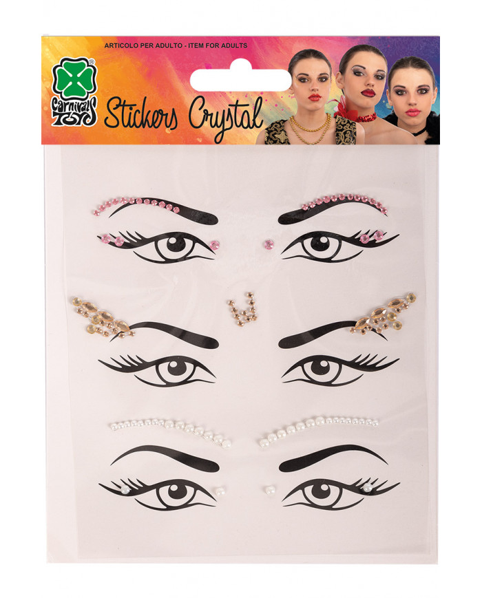 Cartella decorazioni adesive viso crystal  in busta su cartoncino