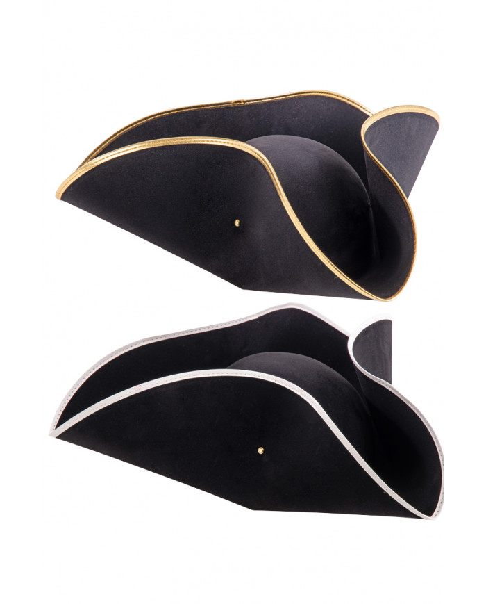 Chapeau tricorne noir de daim (taille 58), modèles assortis avec étiquette volante / étiquette