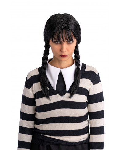 Parrucca Mercoledi' con frangia in busta con gancio