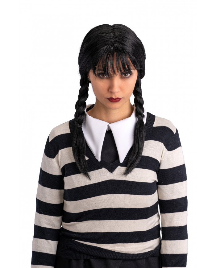 Parrucca Mercoledi' con frangia in busta con gancio