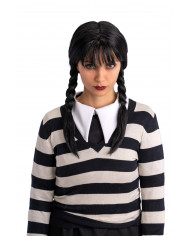 Parrucca Mercoledi' con frangia in busta con gancio