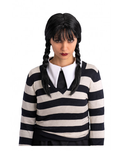 Parrucca Mercoledi' con frangia in busta con gancio