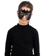 Maschera pipistrello nero in tessuto con paillettes con cav.