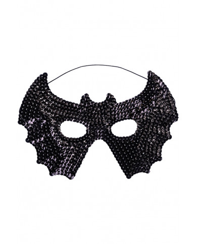 BLACK BAT FABRIC MASK WITH SEQUINS WITH HEADER