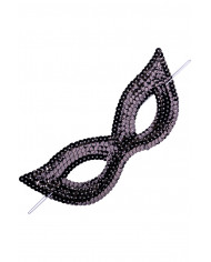 BLACK FABRIC MASK WITH SEQUINS WITH HEADER