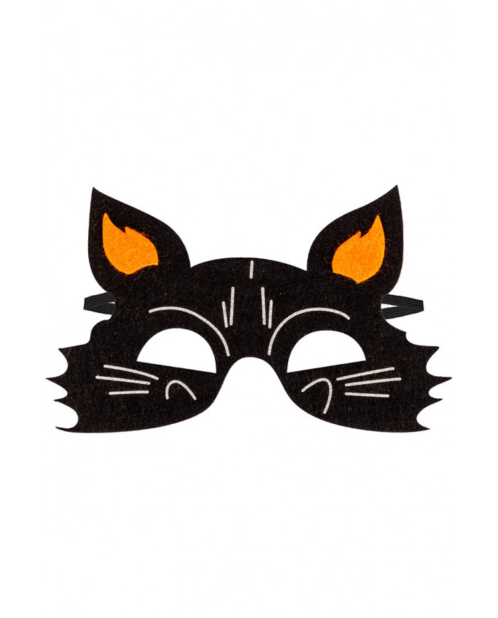 Máscara de gatito para niño de fieltro con solapa de cartón