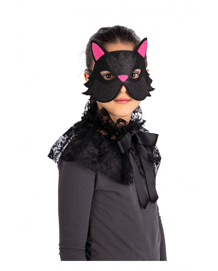 Maschera gattina bimba in feltro  con cav.